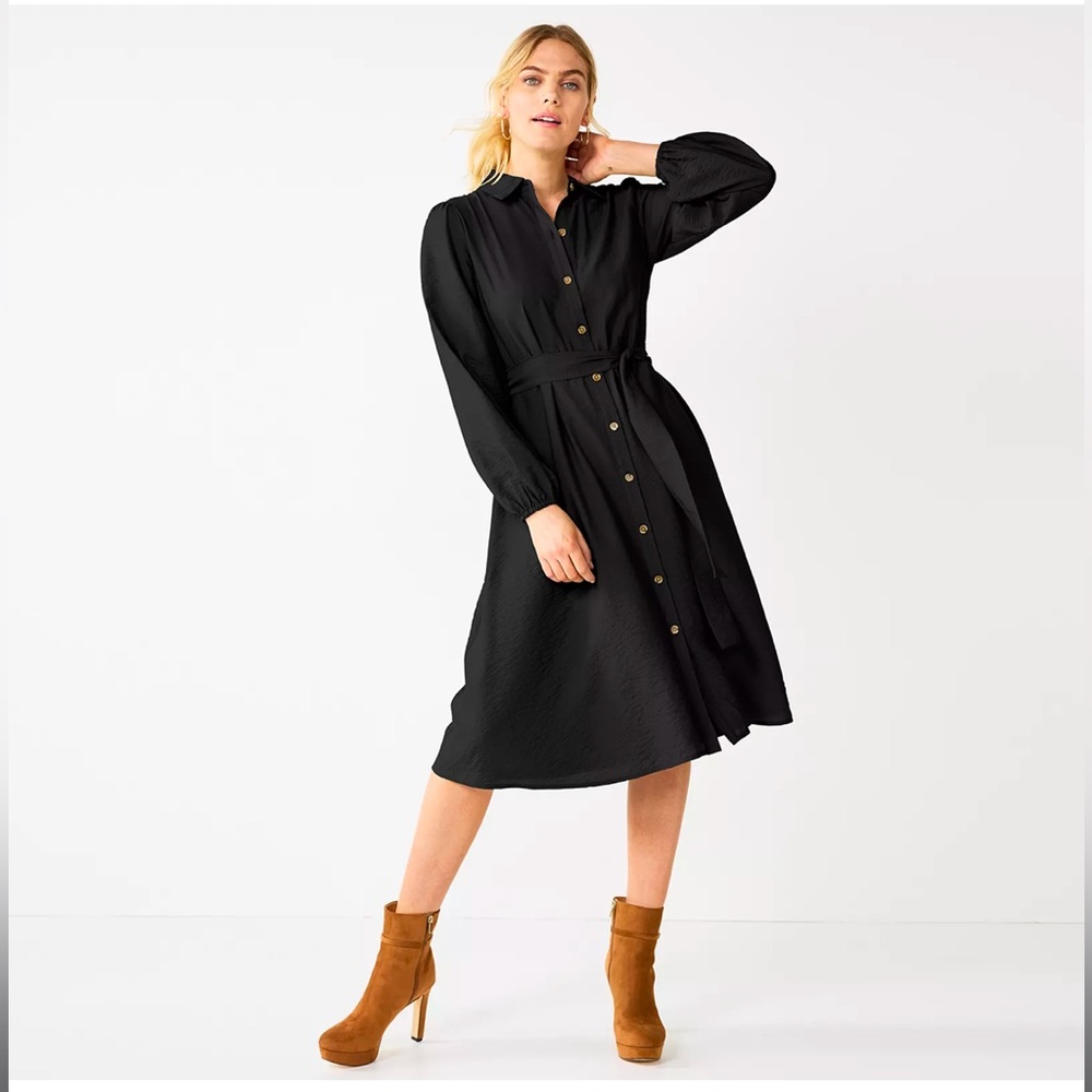 Women’s Black Midi Shirt Dress